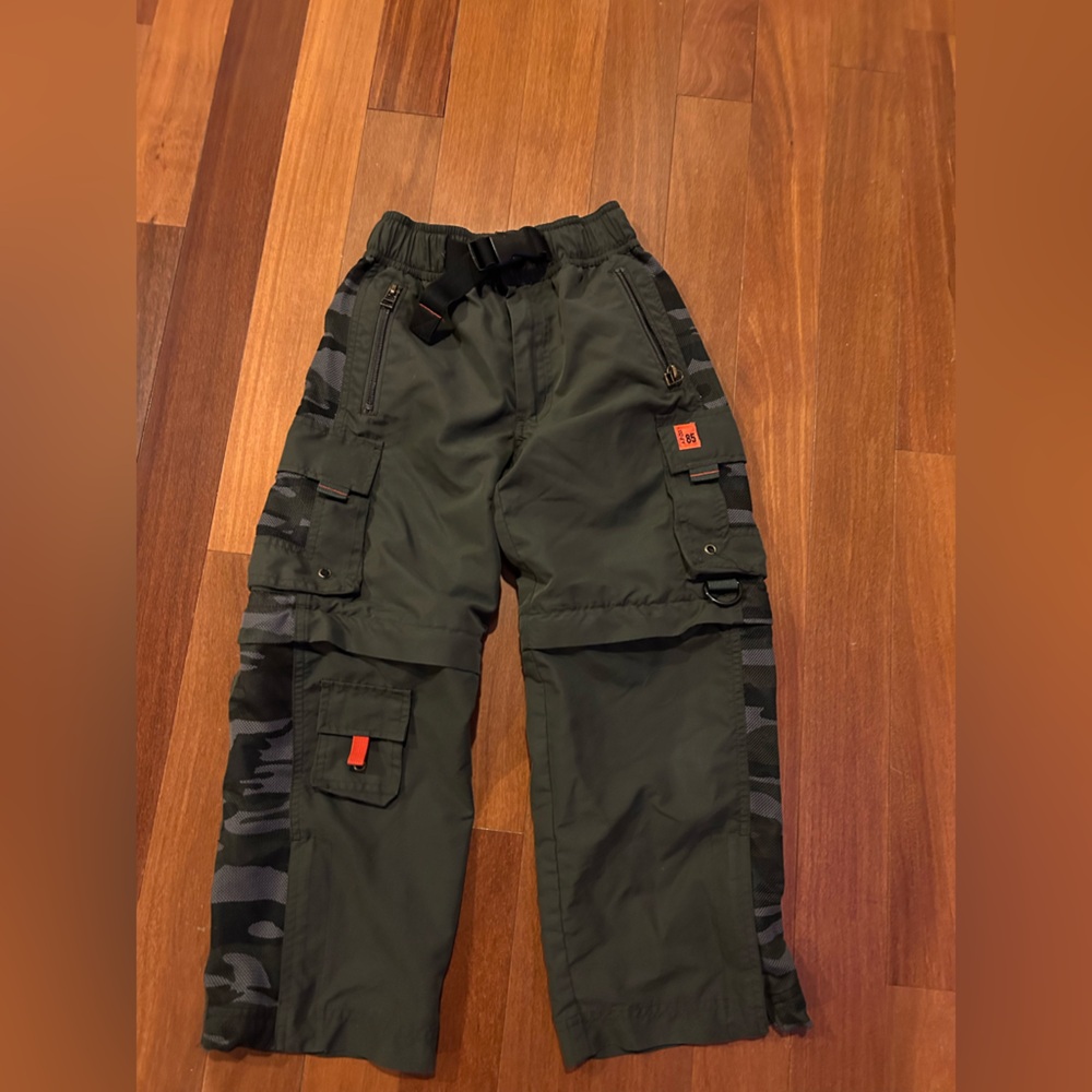 A.P.C. Boys Olive Cargo Pants with Camouflage Accents size small